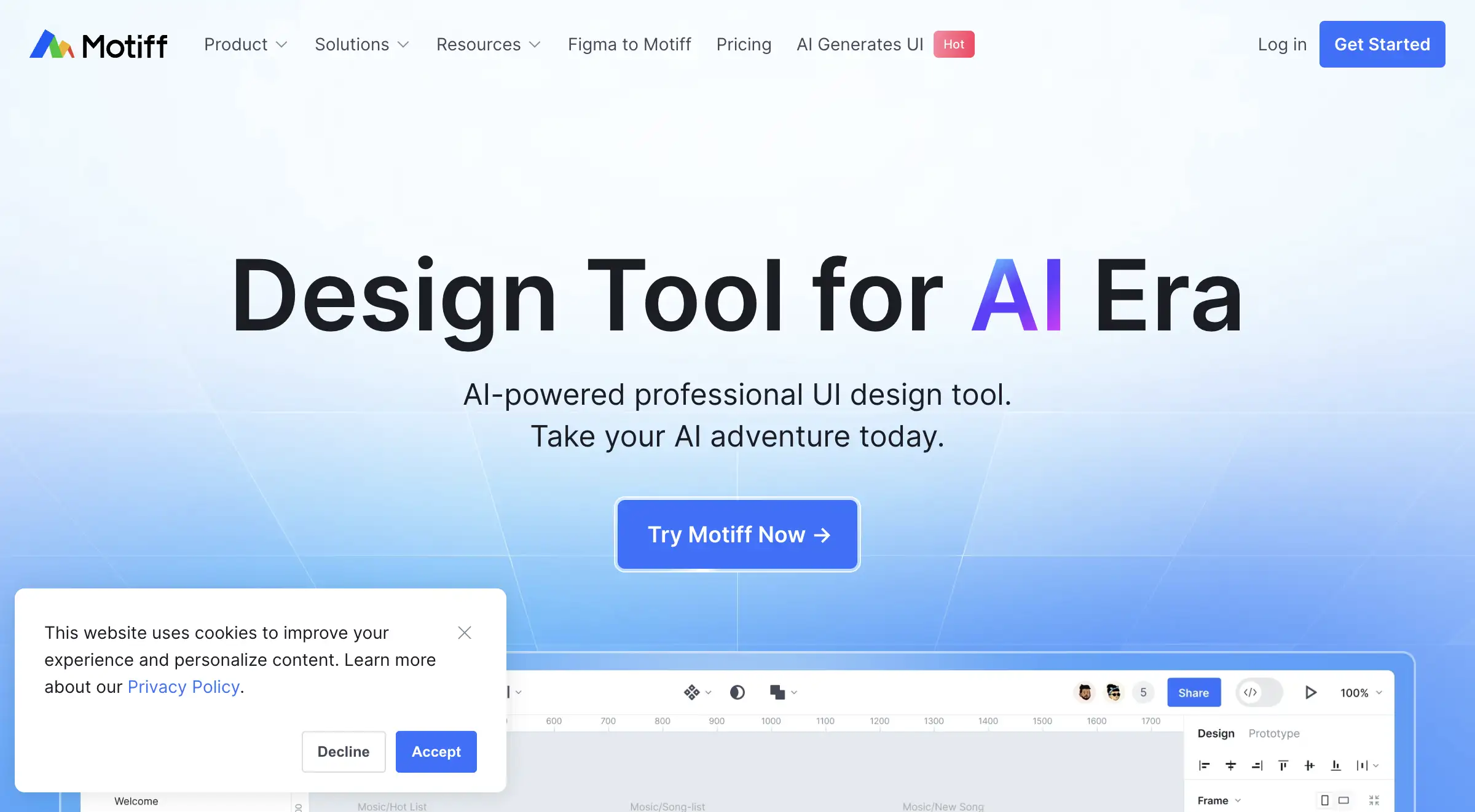 Motiff: KI-gestütztes professionelles Interface-Design-Tool